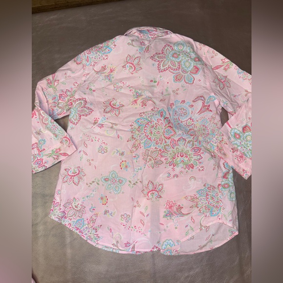 Ralph Lauren Pink Floral Pajama Top and cropped bottoms size small cotton - Picture 5 of 8